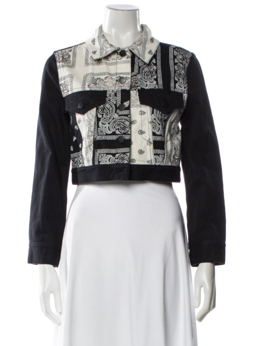 Alice + Olivia Jeans Bandana Patchwork Cropped Jacket